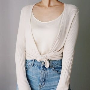 Vintage Silk/Cotton Cardigan Sweater Ivory/Pearl